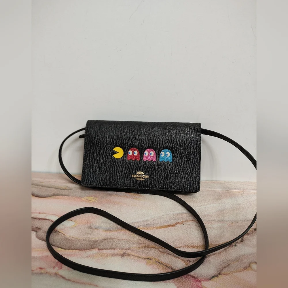 Coach F75605 Hayden Foldover Crossbody Clutch With PAC-MAN Animation - Picture 2 of 12